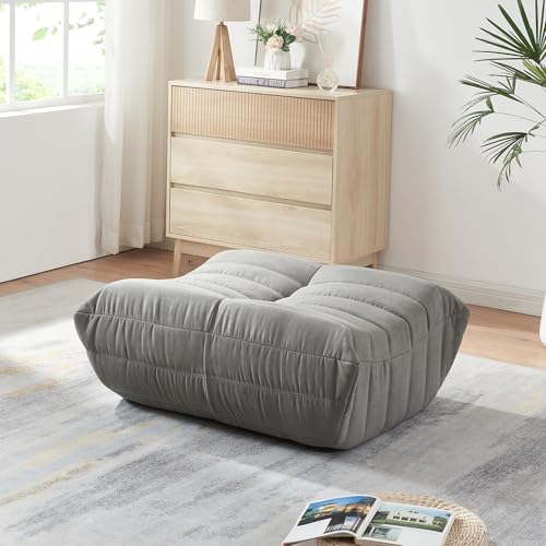 [en.casa] Fußhocker Kodsø Sitzhocker Bodenkissen 35 x 80 x 65 cm Sitzkissen Boden Pouf Sitzsack gepolstert Ottomane Sitzpouf Mikrofaser Grau von [en.casa]