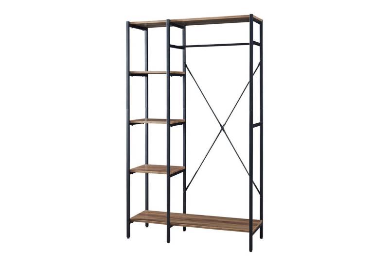 en.casa Garderobenständer, »Hvidovre« mit 4 Ablagefächern 170x100x35 cm Schwarz / Holzfarben von en.casa
