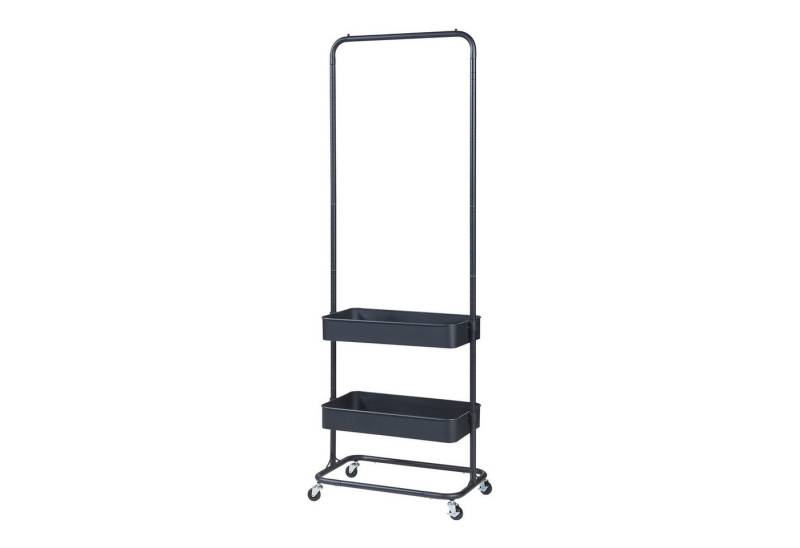 en.casa Garderobenständer, »Kumad« mit vier Rollen und Stauraum 175x58x36 cm Schwarz von en.casa