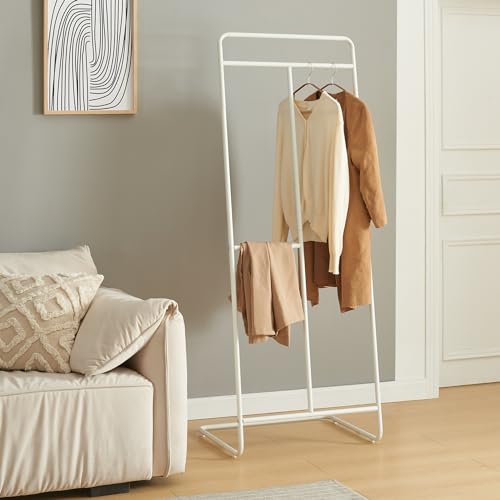 [en.casa] Garderobenständer Sandviken Kleiderständer Garderobe aus Metall Standgarderobe Kleiderstange 166 x 63 x 48cm freistehend Weiß von [en.casa]