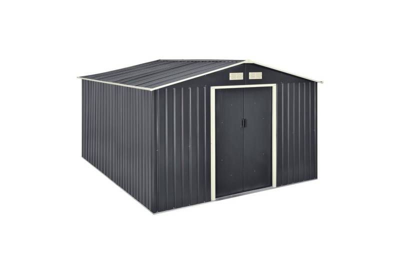 en.casa Gartenhaus, BxT: 277x319 cm, Gartenschuppen Metall 277x319x192cm Dunkelgrau von en.casa