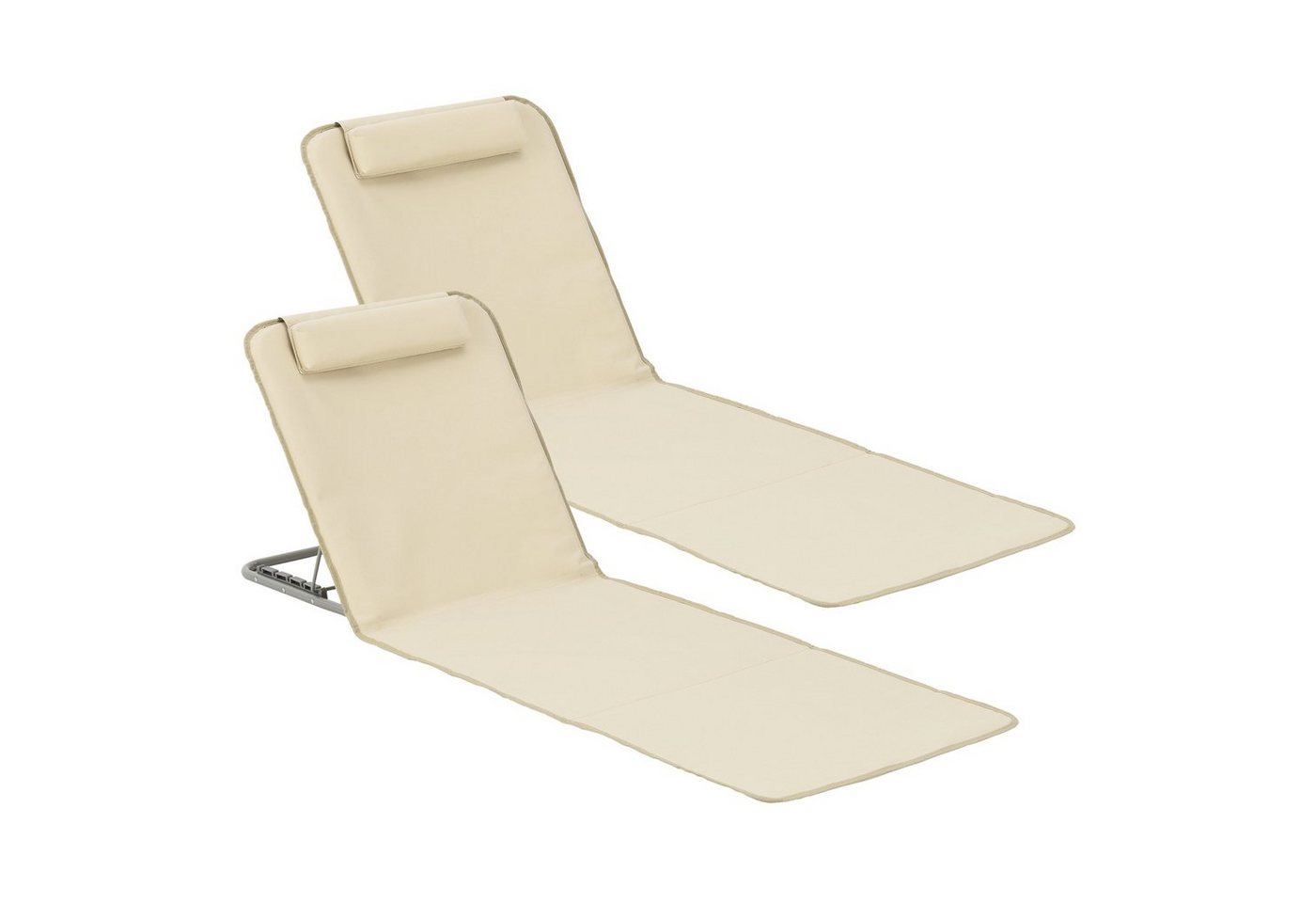 en.casa Gartenliege, 2er, »Donostia« 2er Set Stahlrahmen klappbar 143x48 cm Beige von en.casa