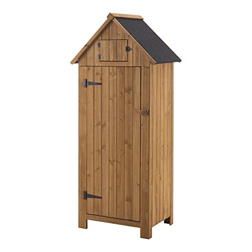 [en.casa] Geräteschrank Ottrott Kaminholzlager Brennholzregal Gartenschrank Geräteschuppen Werkzeugschrank Gerätehaus 179x77x54cm Tannenholz Bitumendach von [en.casa]