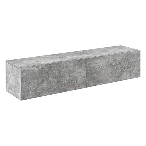 [en.casa] TV Lowboard hängend Evaton Hängeboard mit 2 Schranktüren Fernsehschrank schwebend Wohnzimmer 140 x 33 x 30 cm Betonoptik von [en.casa]