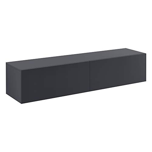 [en.casa] TV Lowboard hängend Evaton Hängeboard mit 2 Schranktüren Fernsehschrank schwebend Wohnzimmer 140 x 33 x 30 cm Dunkelgrau matt von [en.casa]