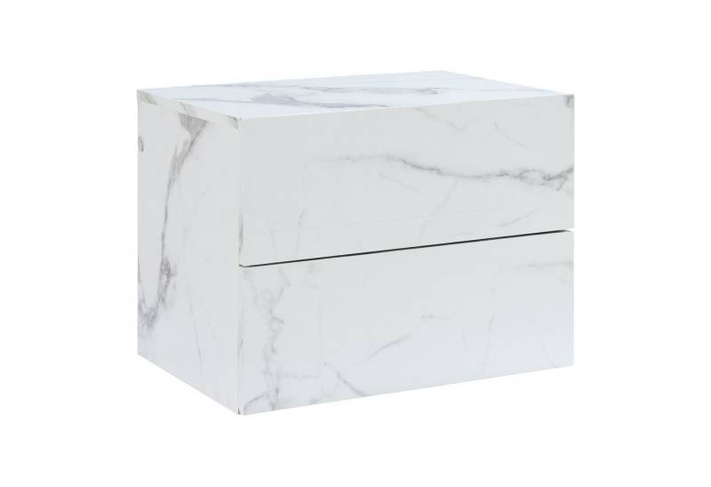 en.casa Hängeschrank »Ampfing« Wandschrank mit 2 Schubladen 40x29x30 cm Marmoroptik, weiß von en.casa