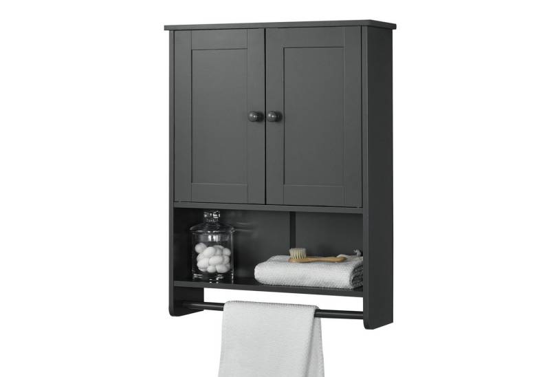 en.casa Hängeschrank »Steyr« Badschrank 65x49x15cm mit Handtuchhalter Dunkelgrau von en.casa