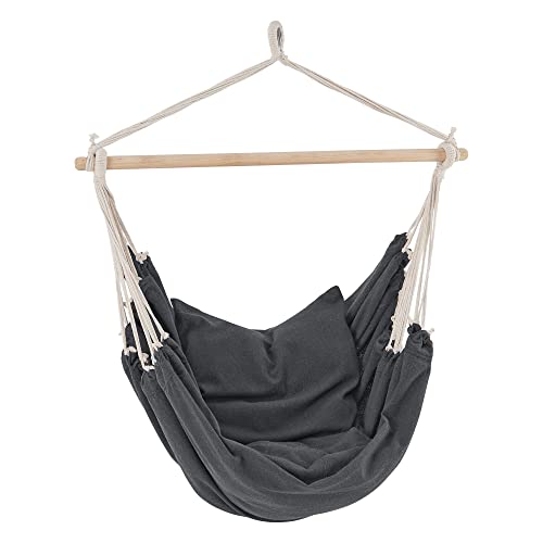 [en.casa] Outdoor Hängesessel Peralvillo ohne Gestell Indoor Hängeschaukel mit 2 Kissen Textil Hängestuhl für Balkon mit Aufhängung max. 120 kg Dunkelgrau von [en.casa]