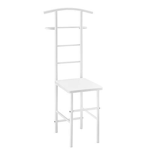 [en.casa] Herrendiener Anaheim Stummer Diener mit Kleiderbügel und Hosenhalter Stuhl Kleiderständer mit Sitzfläche 107 x 45 x 45 cm Metallgestell Weiß von [en.casa]