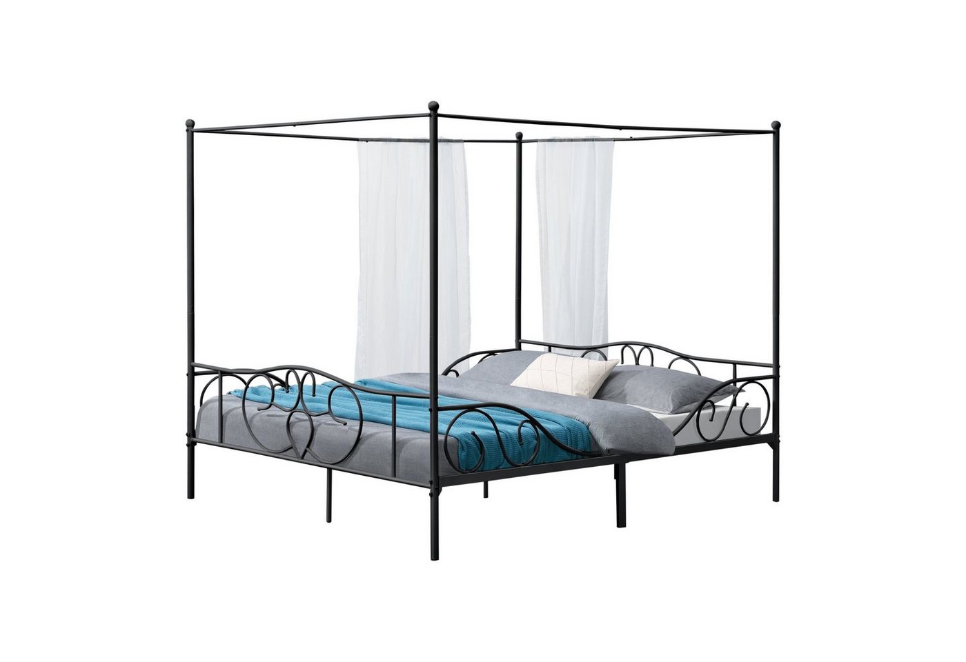 en.casa Himmelbett, »Finström« Metallbett Doppelbett 180x200cm Schwarz en.casa Himmelbett, »Finström« Metallbett Doppelbett 180x200cm Schwarz von en.casa