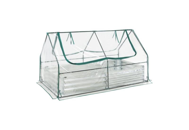 en.casa Hochbeet, mit Gewächshaus »Balsorano« Stahl mit PVC-Folie 186x96x98 cm von en.casa
