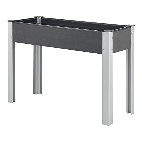 [en.casa] Hochbeet Beverwijk für Garten Aluminium Blumenkasten aus WPC außen 100 x 40 x 75 cm wetterfest Kräuterbeet rechteckig Gemüsebeet Dunkelgrau von [en.casa]