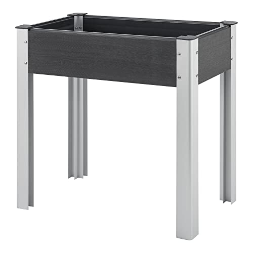 [en.casa] Hochbeet Beverwijk für Garten Aluminium Blumenkasten aus WPC außen 75 x 40 x 75 cm wetterfest Kräuterbeet rechteckig Gemüsebeet Dunkelgrau von [en.casa]