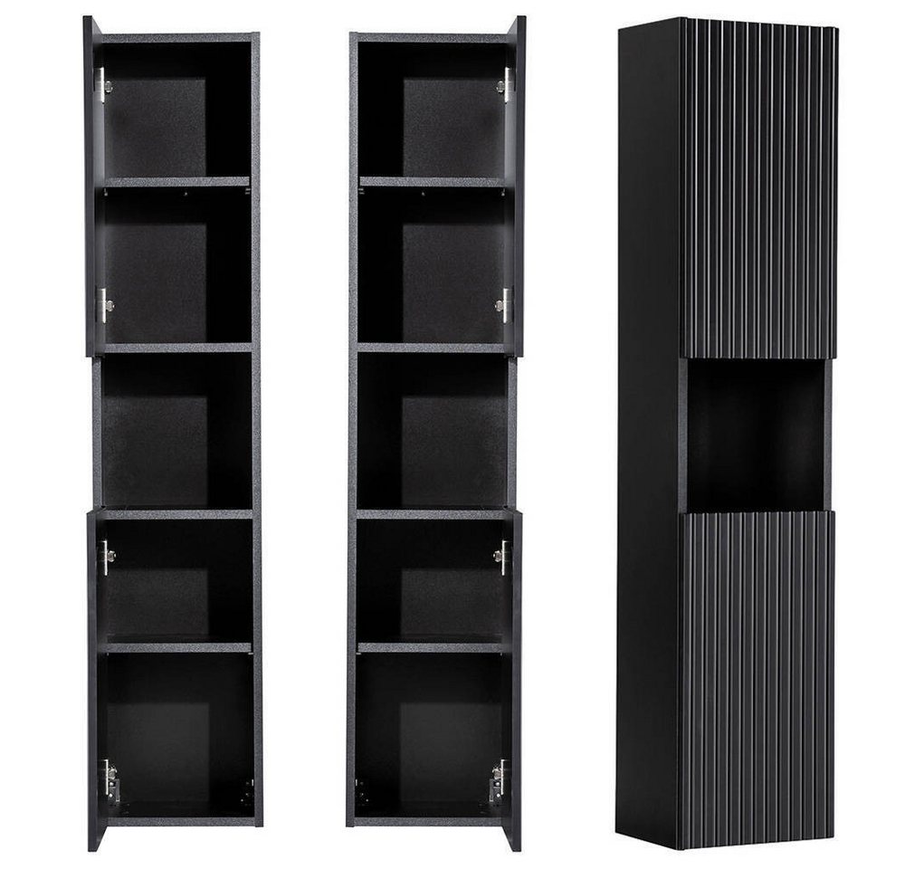 en.casa Hochschrank »Skelbolu« mit 2 Türen gerillt 140 x 30 x 25 cm Schwarz en.casa Hochschrank »Skelbolu« mit 2 Türen gerillt 140 x 30 x 25 cm Schwarz von en.casa
