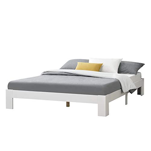 [en.casa] Holzbett Raisio 180x200 cm mit Lattenrost Bettgestell Bett Kiefernholz Massiv Doppelbett Ehebett Weiß von [en.casa]