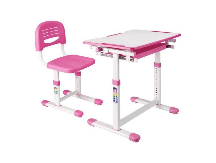 [en.casa] KINDERSCHREIBTISCH-SET, Pink, Weiß, Kunststoff, 1-Sitzer, 1 Schubladen, Rechteckig, 66.5x54x47.5 cm, Arbeitszimmer, Schreibtische, Jugend- & Kinderschreibtische von [en.casa]