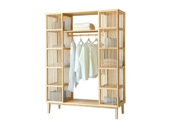 [en.casa] KLEIDERSCHRANK, Natur, Holz, Bambus, Rechteckig, 140x185x45 cm, Schlafzimmer, Kleiderschränke von [en.casa]