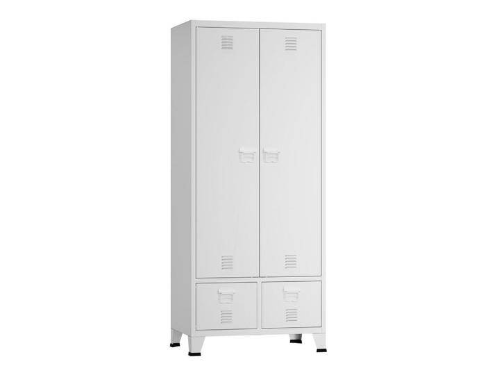 [en.casa] KLEIDERSCHRANK, Weiß, Metall, 2 Schubladen, 90x180x40 cm, Schlafzimmer, Kleiderschränke von [en.casa]