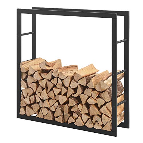 [en.casa] Kaminholzregal Täby Brennholzregal innen außen Metall 100 x 25 x 100 cm Holzunterstand Stapelhilfe für Feuerholz Holzlager Kaminholzständer Schwarz von [en.casa]