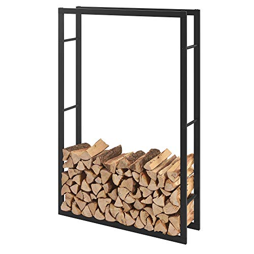 [en.casa] Kaminholzregal Täby Brennholzregal innen außen Metall 100 x 25 x 150 cm Holzunterstand Stapelhilfe für Feuerholz Holzlager Kaminholzständer Schwarz von [en.casa]