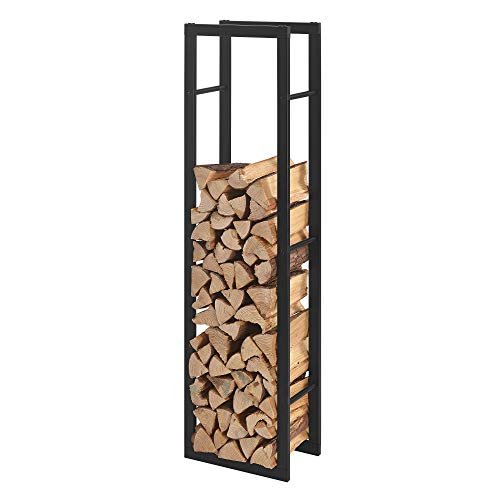 [en.casa] Kaminholzregal Täby Brennholzregal innen außen Metall 40 x 25 x 150 cm Holzunterstand Stapelhilfe für Feuerholz Holzlager Kaminholzständer Schwarz von [en.casa]