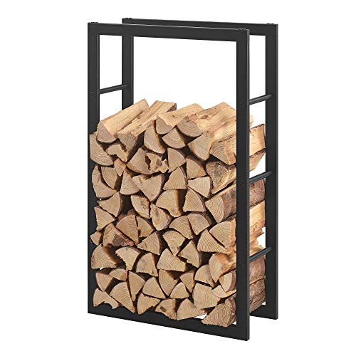 [en.casa] Kaminholzregal Täby Brennholzregal innen außen Metall 60 x 25 x 100 cm Holzunterstand Stapelhilfe für Feuerholz Holzlager Kaminholzständer Schwarz von [en.casa]