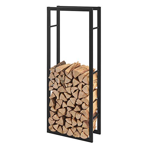 [en.casa] Kaminholzregal Täby Brennholzregal innen außen Metall 60 x 25 x 150 cm Holzunterstand Stapelhilfe für Feuerholz Holzlager Kaminholzständer Schwarz von [en.casa]