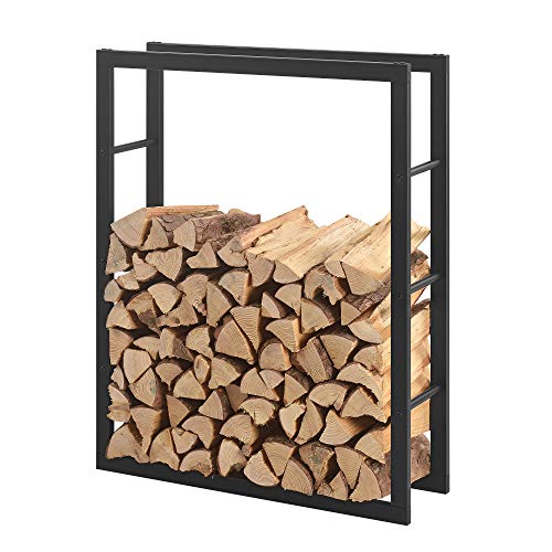 [en.casa] Kaminholzregal Täby Brennholzregal innen außen Metall 80 x 25 x 100 cm Holzunterstand Stapelhilfe für Feuerholz Holzlager Kaminholzständer Schwarz von [en.casa]