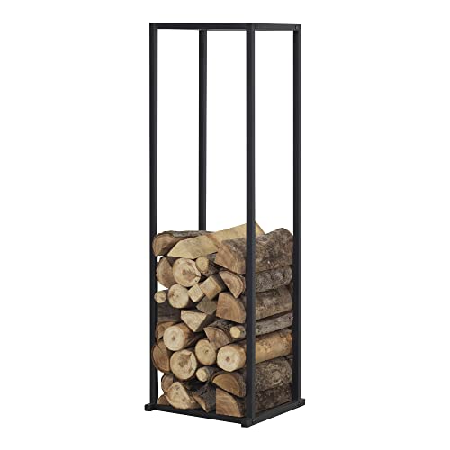[en.casa] Kaminholzregal Tibro Brennholzregal innen außen Kaminholzständer Metall Brennholzunterstand Kaminholzlager Feuerholzregal 35 x 35 x 120 cm Schwarz von [en.casa]