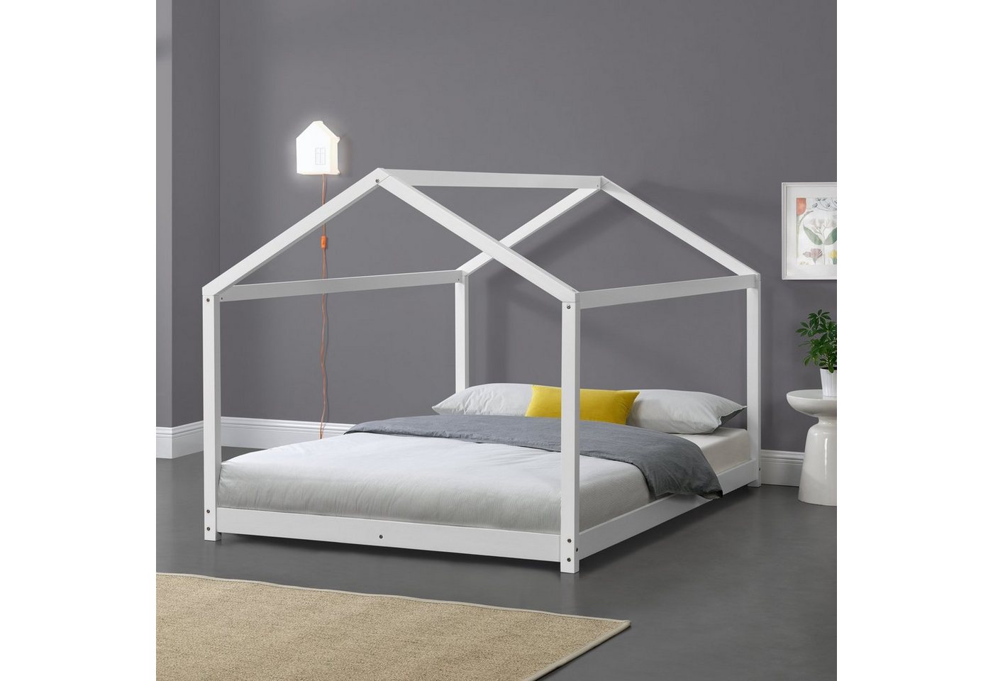 en.casa Kinderbett, »Cerro« Hausbett Kiefernholz weiß 120x200cm en.casa Kinderbett, »Cerro« Hausbett Kiefernholz weiß 120x200cm von en.casa