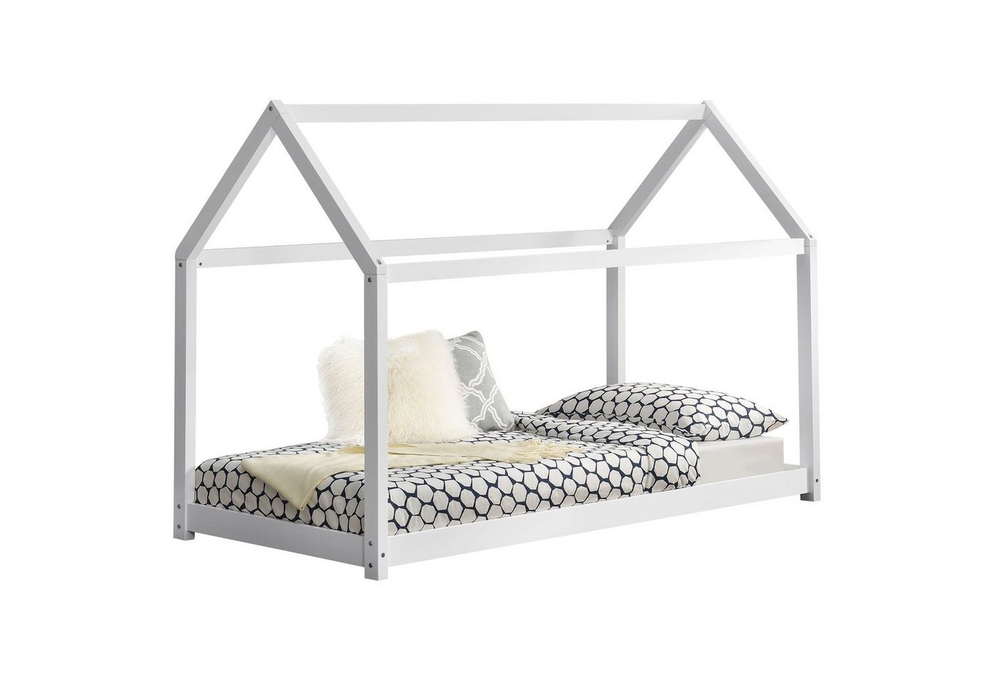 en.casa Kinderbett, »Netstal« Hausbett aus Kiefernholz 70x140cm Weiß en.casa Kinderbett, »Netstal« Hausbett aus Kiefernholz 70x140cm Weiß von en.casa