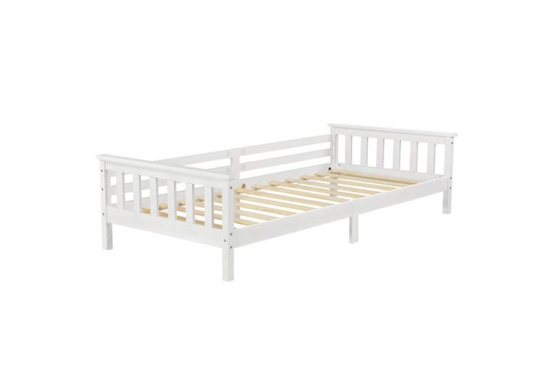 en.casa Kinderbett, »Nuuk« Jugendbett mit Rausfallschutz weiß 90x200cm von en.casa