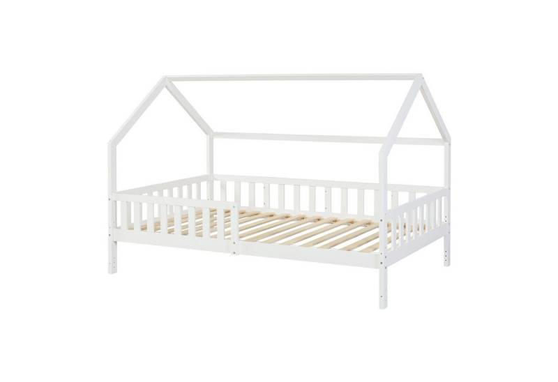 en.casa Kinderbett, »Ydre« Hausbett Holz 120 x 200 cm Weiß von en.casa