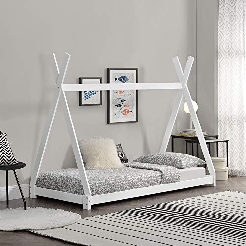 [en.casa] Kinderbett 90x200cm Weiß im Tipi Design aus Kiefernholz Jugendbett Bett Holzbett Hausbett von [en.casa]