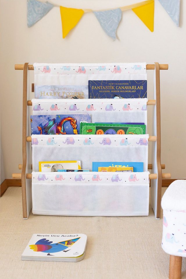 en.casa Kinderregal, Kinder-Bücherregal mit 4 Stoffkörben 40 x 140 cm 89860544 en.casa Kinderregal, Kinder-Bücherregal mit 4 Stoffkörben 40 x 140 cm 89860544 von en.casa