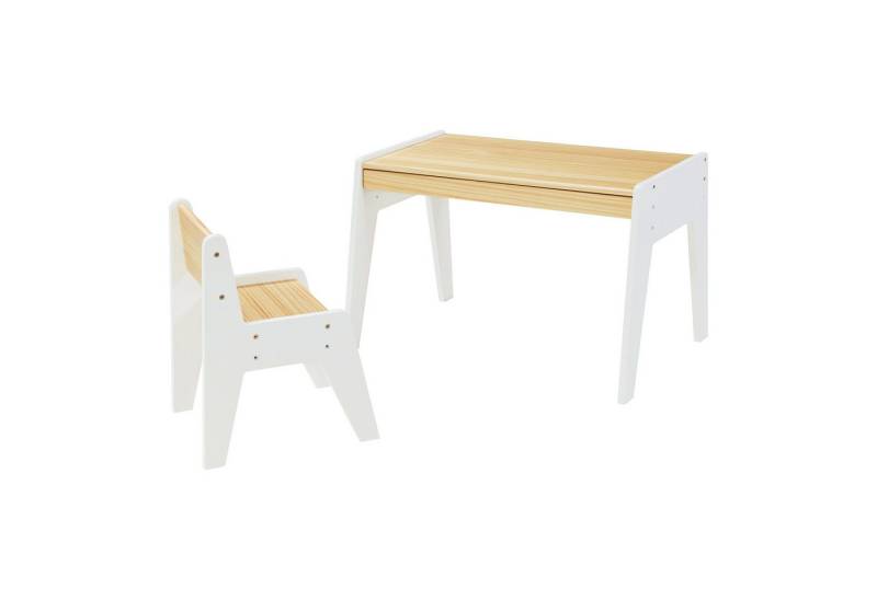 en.casa Kinderschreibtisch (Set, 2-St), »Skinnskatteberg« mit Stuhl Holz / Weiß von en.casa