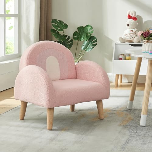 [en.casa] Kindersessel Sorreindi Kinderstuhl ab 2 Jahren Polstersessel max. 45 kg Teddy Sessel Leseecke 50 x 50 x 45 cm Rosa von [en.casa]