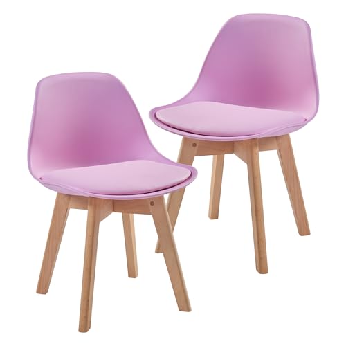 [en.casa] Kinderstuhl Elvdal 2er Set Kinderzimmerstuhl Rosa Schreibtischstuhl für Kinder Sitzhöhe 32 cm Polsterstuhl mit Holzbeinen 56 x 38 x 33 cm von [en.casa]