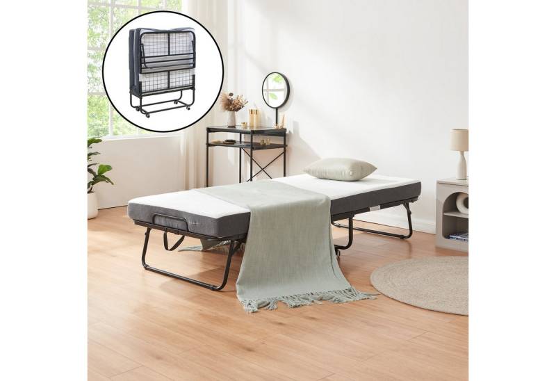 en.casa Klappbett mit Matratze »Borjavle« 200x90cm rollbar Schwarz von en.casa