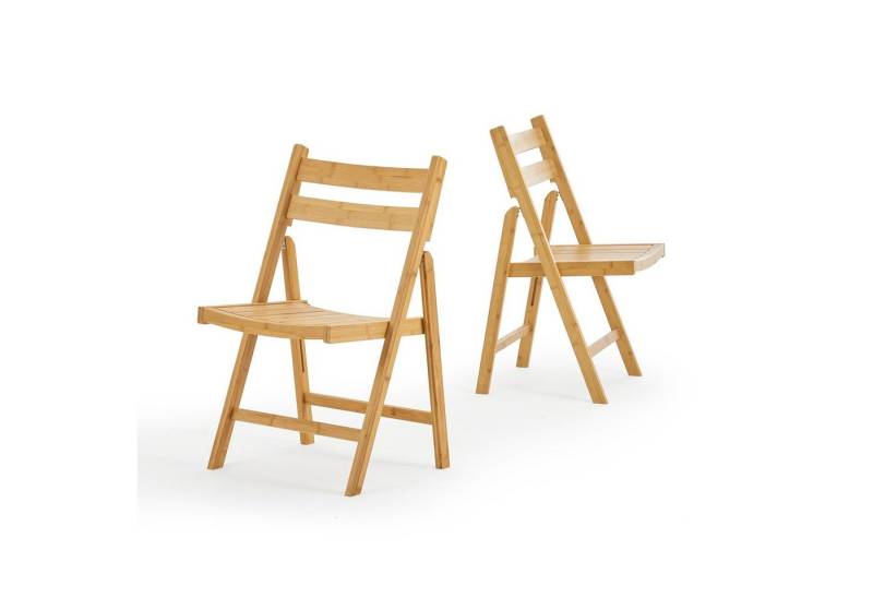 en.casa Klappstuhl (2 St), »Gran« Esszimmerstuhl aus Bambus 78x44cm von en.casa