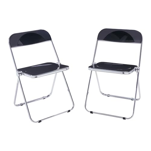 [en.casa] Klappstuhl Pornainen 2er Set Stuhl klappbar Esszimmerstühle 74 x 46 x 47 cm Schreibtischstuhl Belastbarkeit 120 kg Küchenstühle Metallgestell Schwarz von [en.casa]