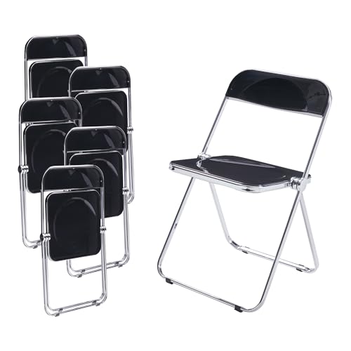 [en.casa] Klappstuhl Pornainen 6er Set Stuhl klappbar Esszimmerstühle 74 x 46 x 47 cm Schreibtischstuhl Belastbarkeit 120 kg Küchenstühle Metallgestell Schwarz von [en.casa]