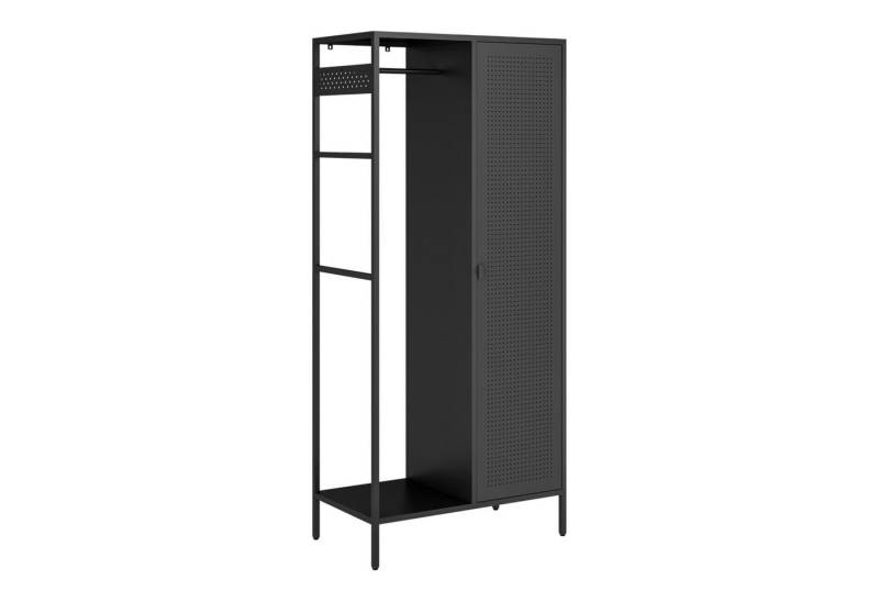 en.casa Kleiderschrank »Puumala« 180x80x45 cm 4 Fächer und 1 Kleiderstange Metall Schwarz von en.casa