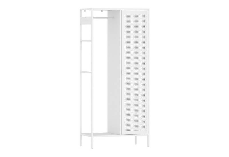 en.casa Kleiderschrank »Puumala« 180x80x45 cm 4 Fächer und 1 Kleiderstange Metall Weiß von en.casa