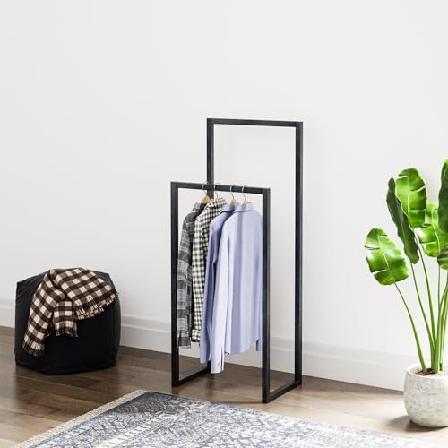 [en.casa] Kleiderständer Holtålen mit 2 Kleiderstangen Garderobenständer Schwarz Standgarderobe Metall Jackenständer 90 x 40 x 25 cm Flurgarderobe von [en.casa]