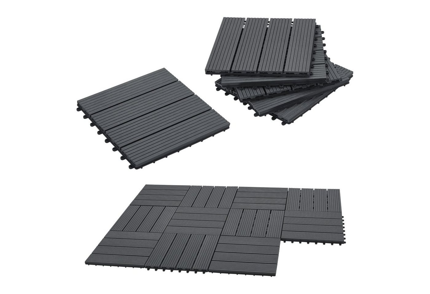 en.casa Klickfliesen, Set, 11 Stk., »Schramberg« WPC Fliesen 11er Set 1m² Dunkelgrau en.casa Klickfliesen, Set, 11 Stk., »Schramberg« WPC Fliesen 11er Set 1m² Dunkelgrau von en.casa