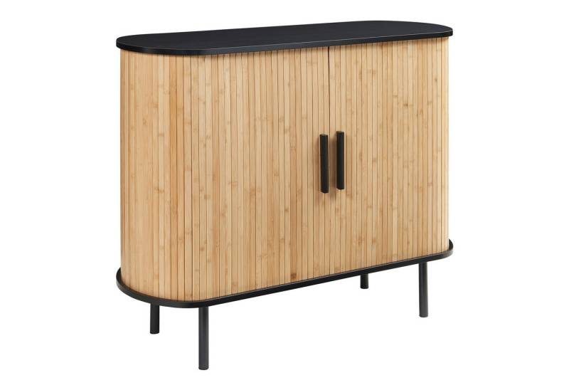 en.casa Kommode, »Tvedestrand« mit 2 Schiebetüren 100x40x80 cm Schwarz/Natur von en.casa