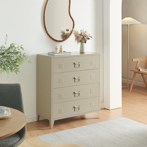 [en.casa] Kommode Hämeenlinna Metallschrank mit 4 Schubladen Mehrzweckschrank Stahl Wohnzimmer Büro Industrial Aktenschrank 80 x 40 x 92 cm Kamelfarben von [en.casa]