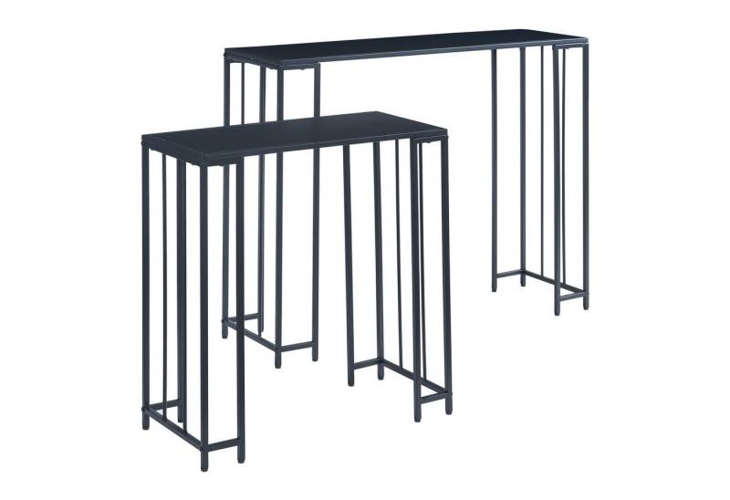 en.casa Konsolentisch, Konsolentisch 'Ørsta' 2er Set Schwarz von en.casa