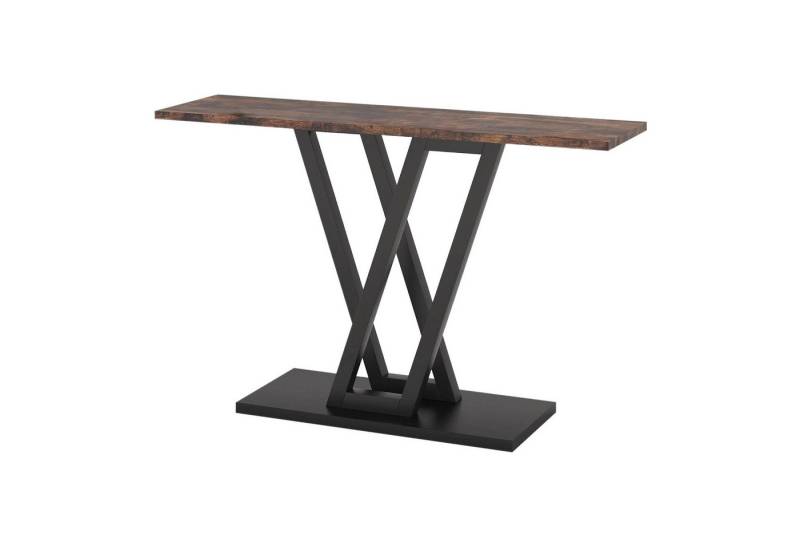 en.casa Konsolentisch, »Seinshung« mit Sockel 110x30x80 cm Schwarz / Walnussoptik von en.casa
